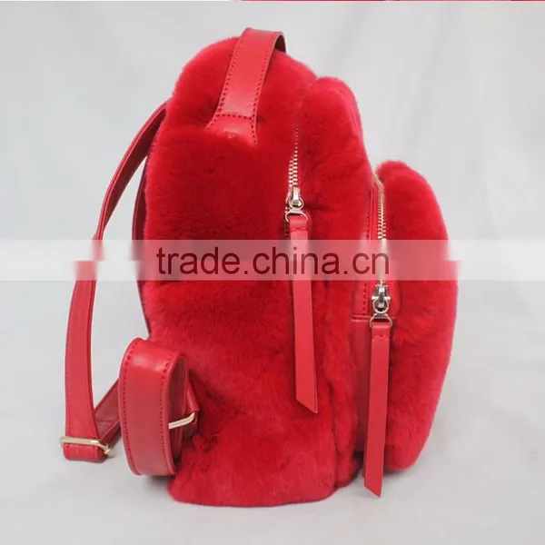 Myfur Customized Dyed Genuine Rex Rabbit Fur Bag Backpack For Teenage photo-4