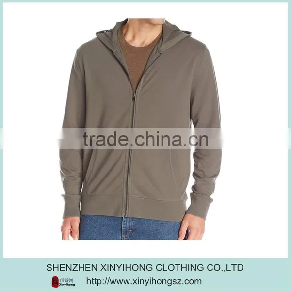 Full Zip Down Design 100% Cotton Mens Hoodies Custom Screen Printing Logo
