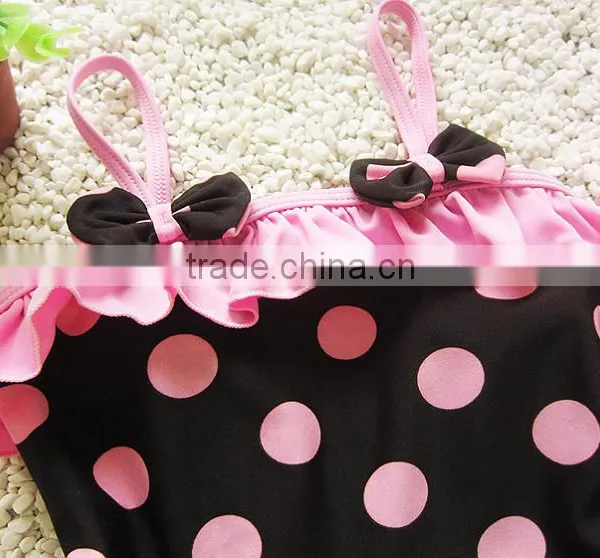 Baby Girls Summer Child Swimwear 2pcs Polka Dots Halter Seaside Swimsuit/Little Girls Swimsuits photo-4