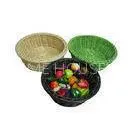 Green Rattan Bread Basket Round Shape For Food , Colored Baskets