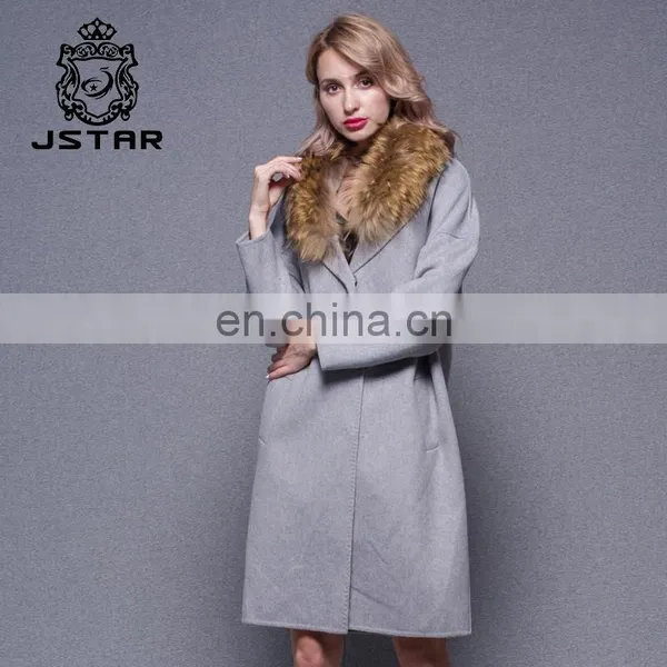 2017 In The Long Section Of Double Sided Cloth Cashmere Coat With Big Fur Collar photo-2