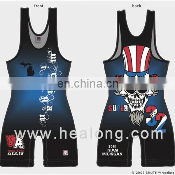 Healong Sublimation Sexy Wrestling Singlets Women 65 Cotton 35 Polyester photo-5