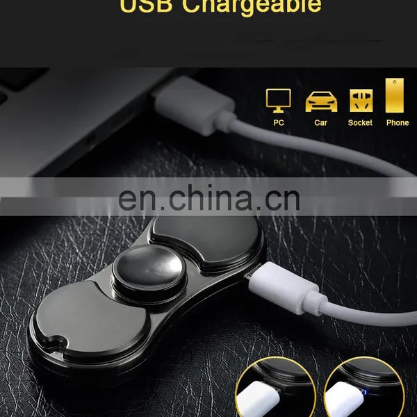 Rechargeable Cigarette Lighter Hand Spinner Fingertips Spiral Fingers Gyro Torqbar Metal Hand Fidget Spinner photo-5