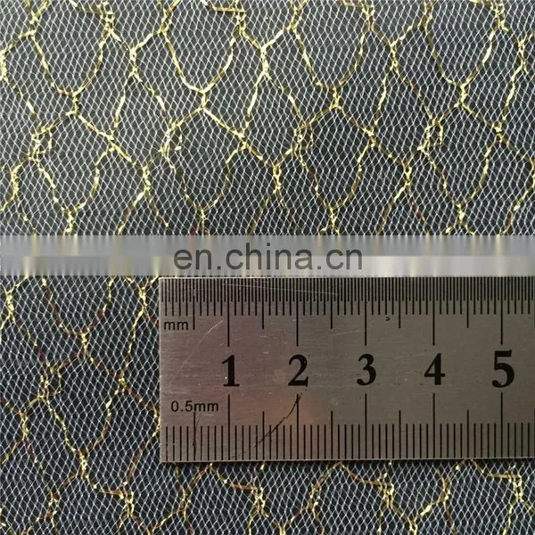 2015 Newly Gold Line Nylon Metallic Mesh Fabric photo-2