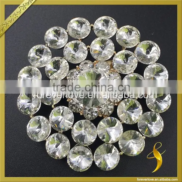 Costume Jewelry Brooches Flower Rhinestone Hair Brooches Bling Rhinestone Brooches for Sashes FB-072 photo-2