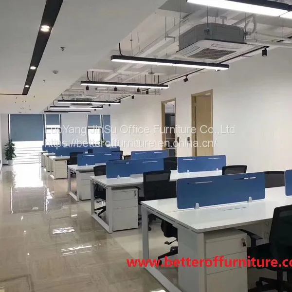 Module Design 4 Person Division Office Table Face to Face Steel Leg Desk Wooden Top photo-3