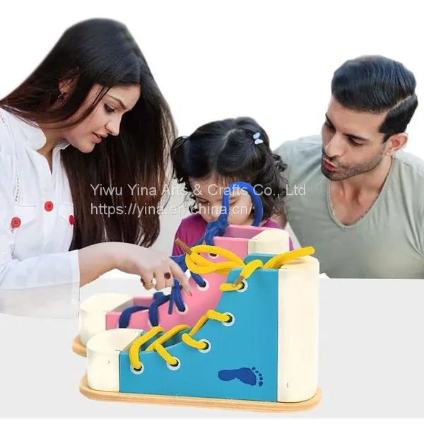 Wooden Lacing Shoe Montessori Toy for Kids photo-4