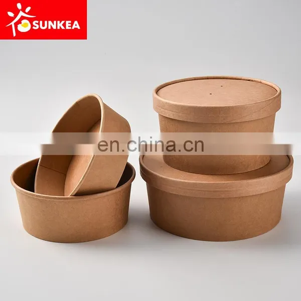 Биодеградируемая экологически чистая картонная салатная миска из крафта с картонной крышкой