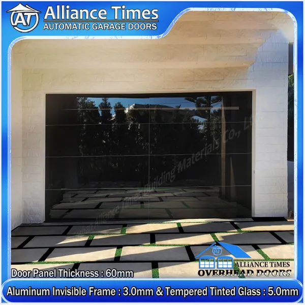 Australian Modern Aluminum Flush Glazed Tempered Glass Panels Sectional Automatic Electric Garage Doors photo-3