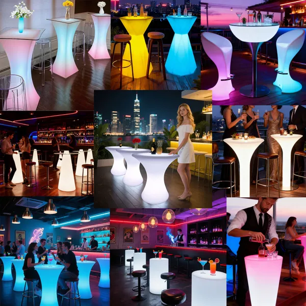 Outdoor Restaurant Garden Patio Event Party Lounge Cube Seats Plastic Furniture Led Bar Chairs and Tables Stools Set photo-5