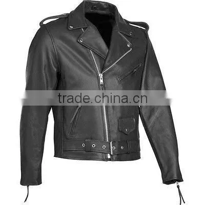 Men's Motorcycle Classic Biker Leather Jacket Style Marlon Brando photo-4