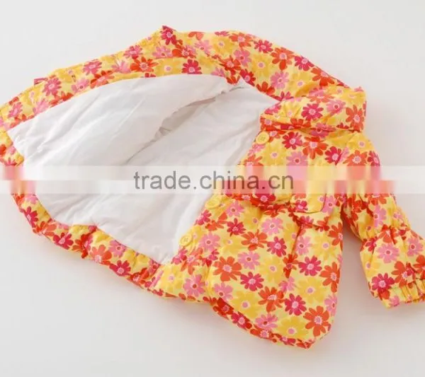 Japanese Wholesale Products High Quality Cute Infant Girl Winter Clothes Flower Pattern Shirring Jacket photo-6