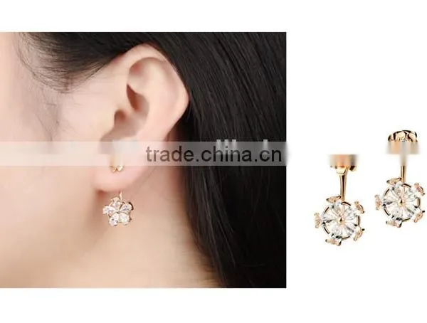 2016 Fashion Flower Double Stud Earrings for Ladies photo-3