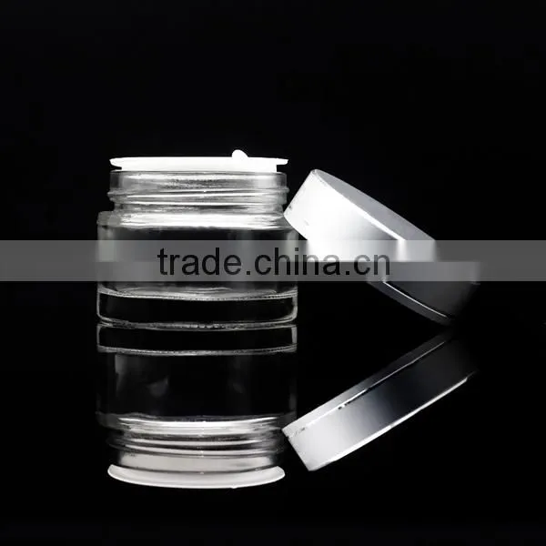 Clear Glass Jar 50g With Matte Silver Cap and Lid photo-3