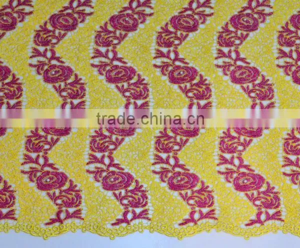 2015 New Fashion Lace Fabric for Nigerian Party With Pearls African Cord Lace Colorful Chemical Lace photo-4