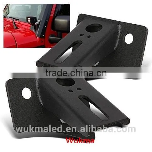 07-15 Jeep Wrangler JK A-Pillar Mounting Brackets for Offroad Lights W/ Bottom Screw