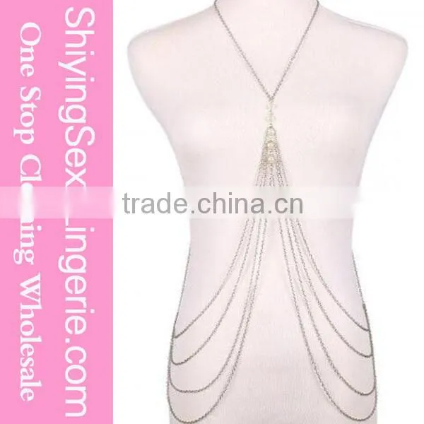 Elegant Multi-layer Silver Tassel Bikini women body chain