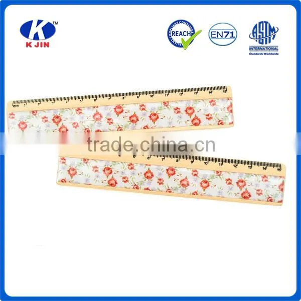 2016 Factory Cheap Price Cute Floral Stickers 15cm Wooden Ruler for Kids photo-2
