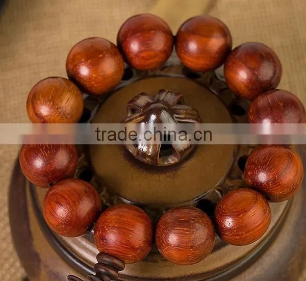 Men's Nice Round Natural Cat's Eye Red Antifatigue Sandalwood Beads Bracelet photo-6