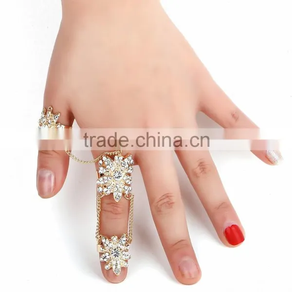 New Arrival Fashion Celeb's Silver Lower Armor Finger Double Ringknuckle Link Finger Ring photo-2