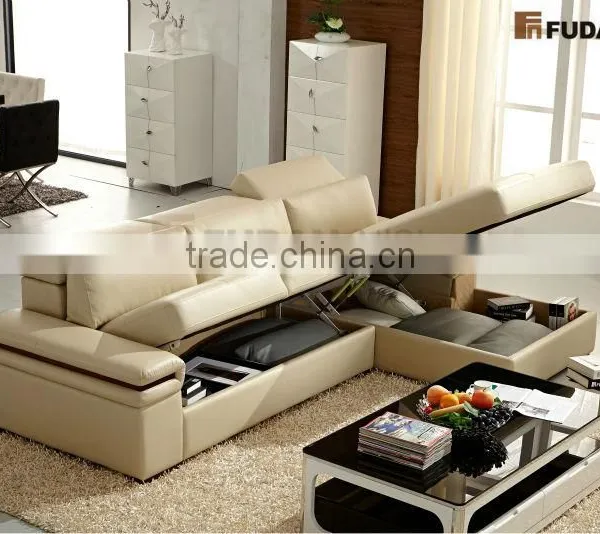 Corner Sofa Bed With Storage FM175 L Shape Leather Adjustable Headrest Sofa photo-2