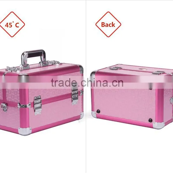 Professional Aluminum Makeup Case Pink Beauty Box Cosmetic Case photo-3