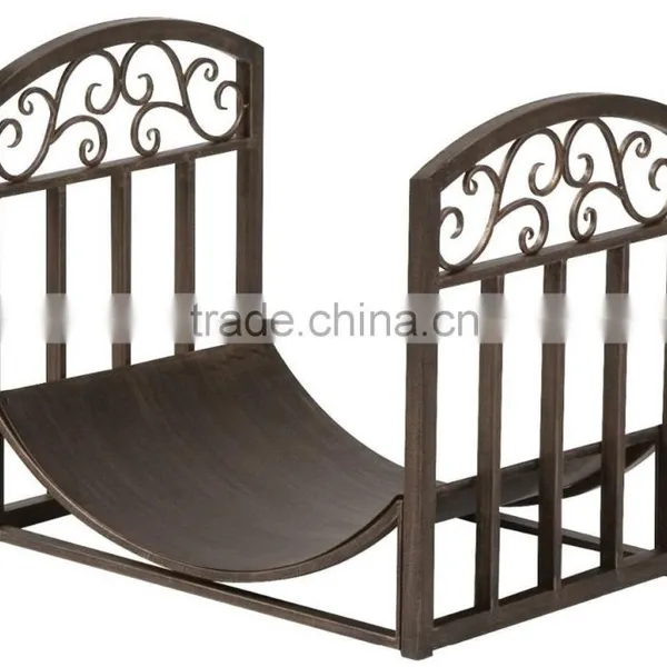2015 Popular Log Bin With Scrolls, Brushed Bronze