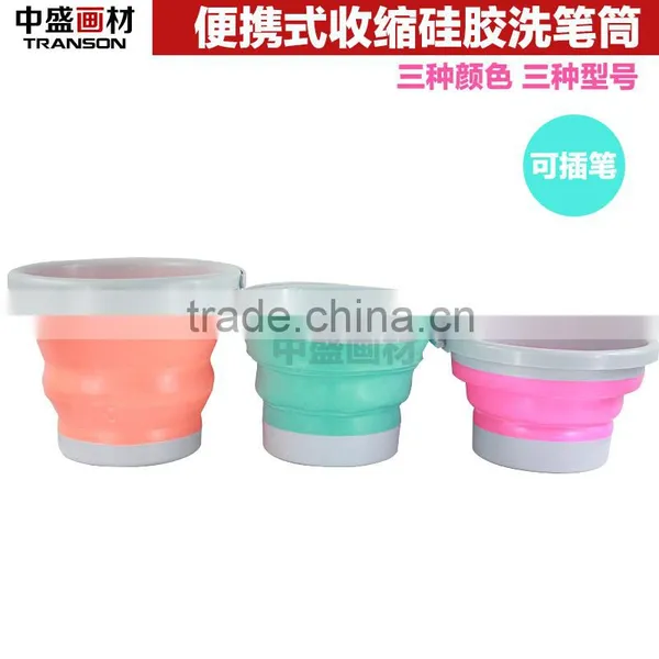 Transon Foldable Brush Washer With Handle, Plastic Brush Washer. Water Pot, Blue, Red, Orange, Green Color .