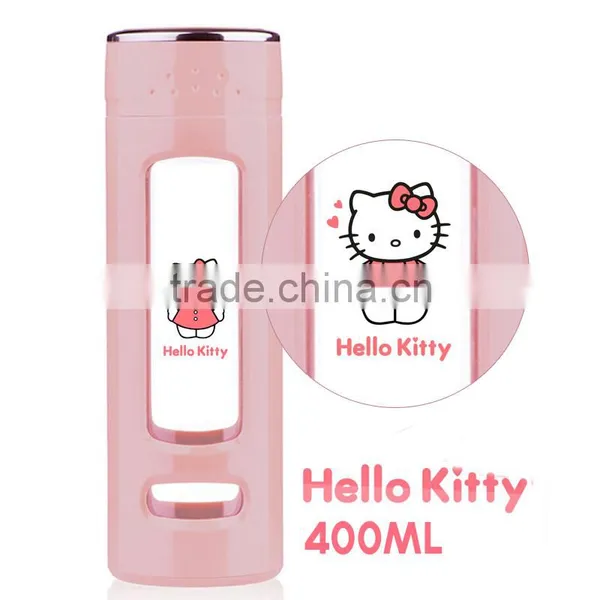 Dishwasher Safer Wide Mouth BPA-Free White 400 ml Glass Fliter Water Bottle With Lid photo-6