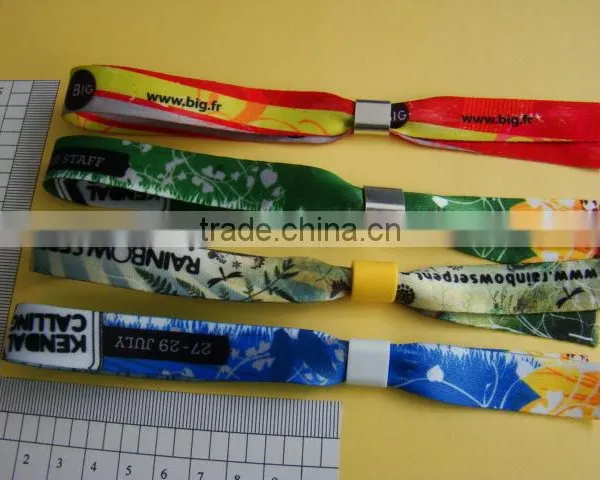 Hot Selling Festival Event Fabric Woven Wristbands With Differnt Slide Lock