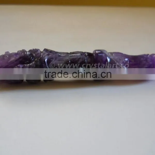 AMETHYST AGATE CARVING GANESHA HEALING STICK photo-3
