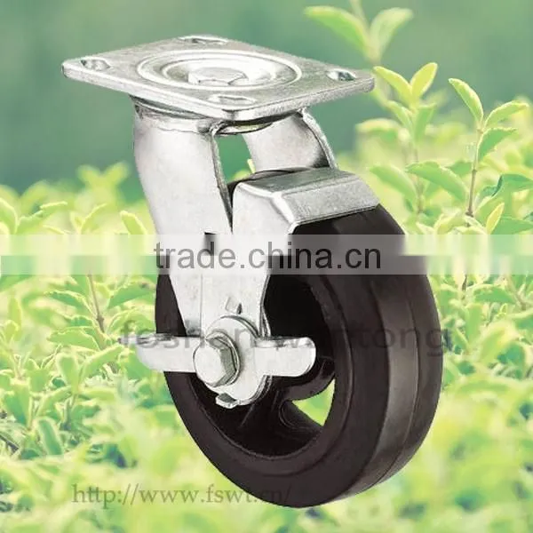 125mm Swivel Hardware Caster,Industrial Black Rubber Wheel photo-4