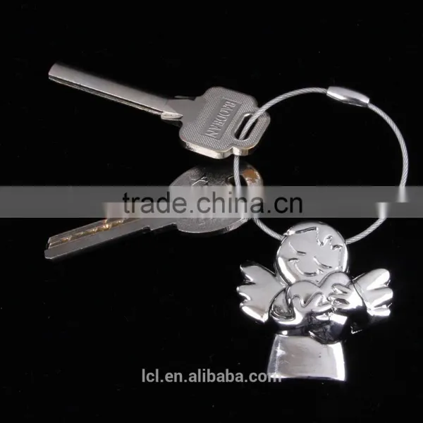 New Arrival Fashion Jewelry Lucky Angel Love Heart Key Chain Key Ring Handmade Imitate Silver Color Cute Girl Religious Items photo-5