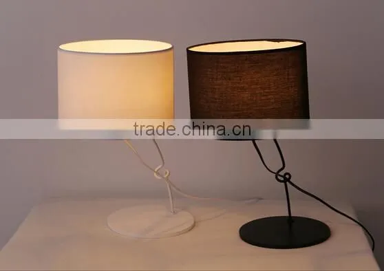 Modern Round Living Room Desk Lamp Metal Body With Fabric Lampshade Bedroom Table Lamp photo-2