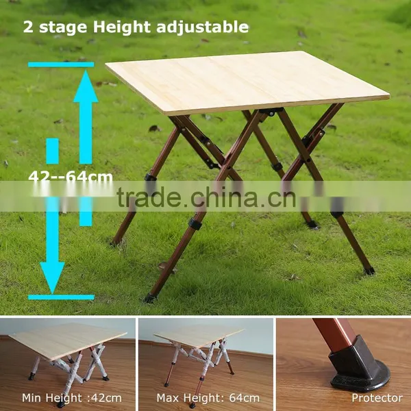 China Height Adjustable Folding Bamboo Table Outdoor Use Supplier
