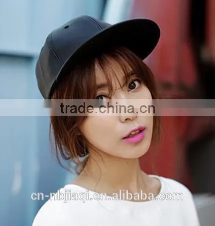 Plain Sports PU Hat Baseball Cap Black and White photo-3