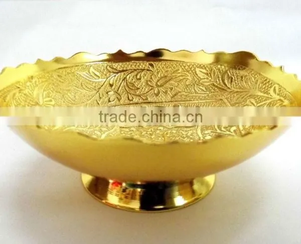 Beautiful Gift Item, Return Gift, Home and Garden Decoration Brass Gold Plated Bowl photo-2