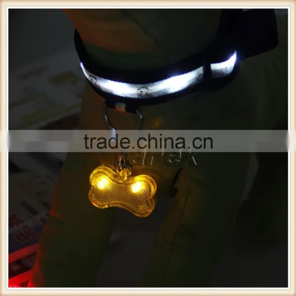 Led Pet Tag Lovely Bone Shaped Dog Collars & Leads Dog Cat Toy Flashing Light Puppy Pendant With Key Chain photo-3
