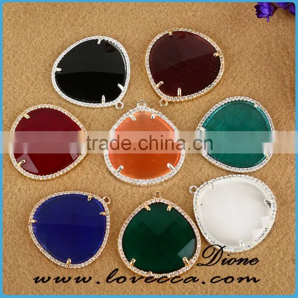 Wholesale DIY Fashion Jewelry Accessories Colorful Glass Stone Glass Bezel Pendant photo-5