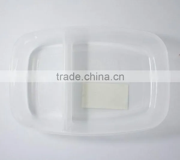 Microwave Safe Plastic 2 Compartments Lunch Box With Fork and Knife on Lid photo-2