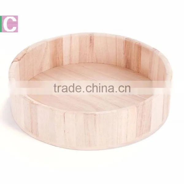 Unfinished Round Wooden Serving Tray photo-2