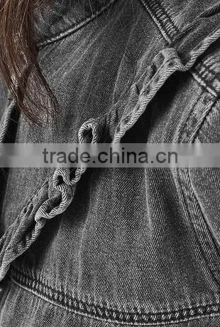 Ladies Fashion 100% Cotton Colored Blouse Frill Denim Shirts photo-5