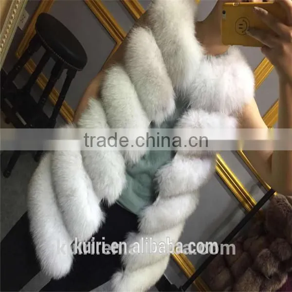 100% Real Genuine Fox Fur Long Vest Gilet Waistcoat Jacket Ladies Luxury Warm photo-2