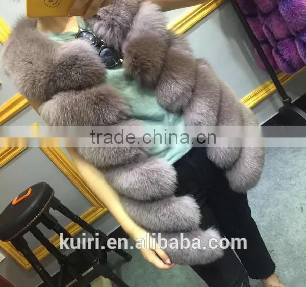 100% Real Genuine Fox Fur Long Vest Gilet Waistcoat Jacket Ladies Luxury Warm photo-6