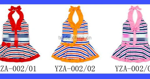 Kids Stringy Selvedge Striped Tie Baby Girl One Piece Swimwear Beachwear Dress photo-6