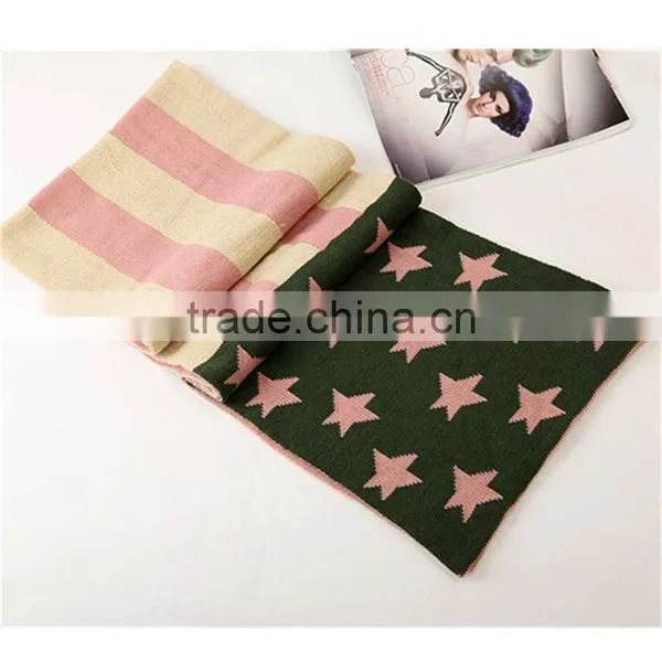 Korean Latest American Flag Creative Stitching Design Warm Knitting Scarf,hijab Scarf Fashion Scarves photo-6