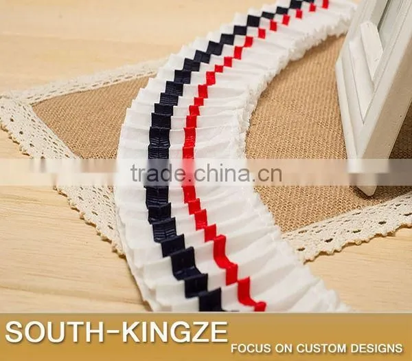 7.5 cm Lace Gament Chiffon Three Layers Ruffle Colors Embroidery Lace Trim Ribbon photo-3