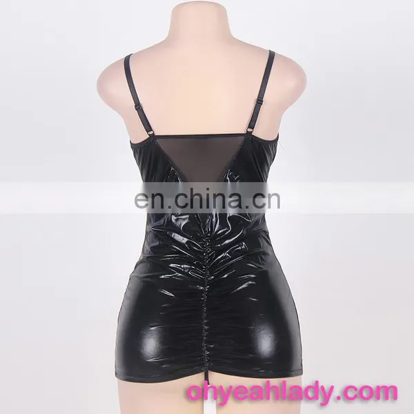Four Size In Stock Low MOQ Sexy Leather Lingerie Showing Nipples photo-6