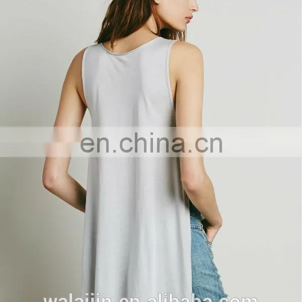 Round Neck Ladies Print Sleeveless t Shirt, Double Slit Tops photo-6
