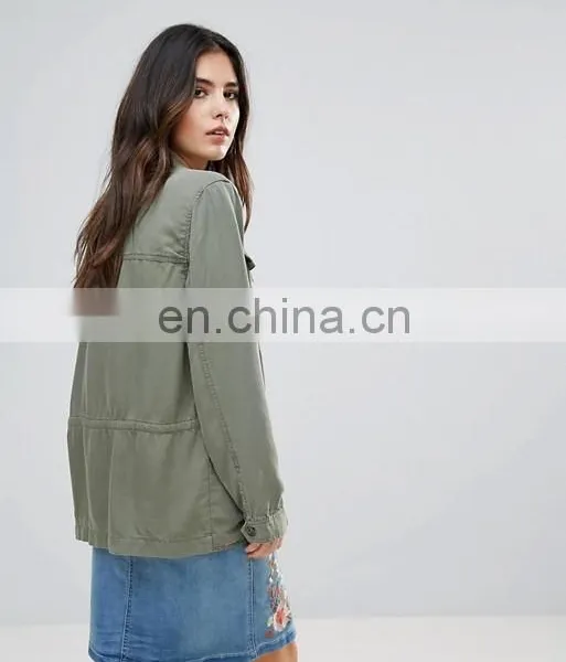 Wholesale Ladies Winter Jacket Custom Women Clothes Woman Army Green Winter Bomber Jacket photo-3